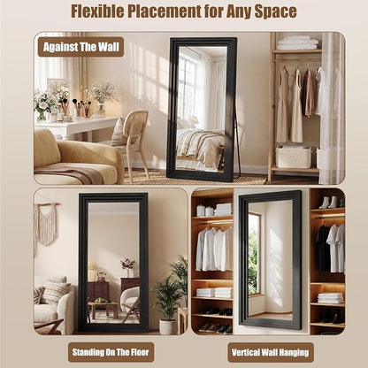 Full Length Mirror 71"x30", Large Solid Wood Frame Floor Mirror, Leaning Floor - Image 4