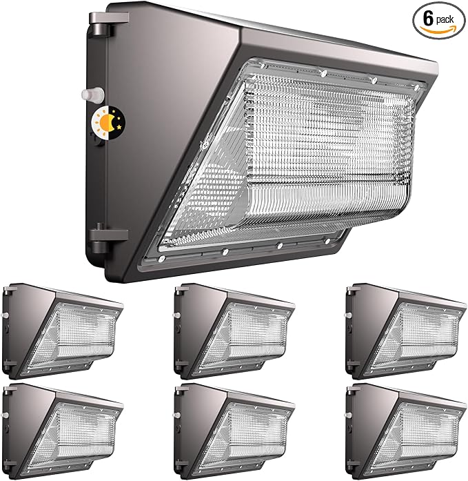 Lightdot 6Pack 100W LED Wall Pack Lights, 100-277v Dusk to Dawn by LightdotLighting