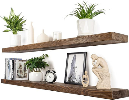 Floating Shelves 60 inch Long 8 "deep Set of 2, Heavy Duty Wood Wall Mounted by xwne