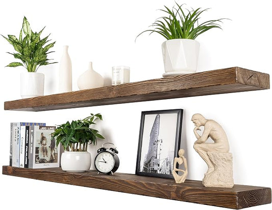 Floating Shelves 60 inch Long 8 "deep Set of 2, Heavy Duty Wood Wall Mounted by xwne
