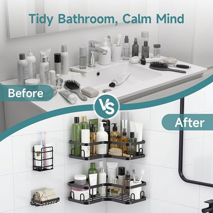 Veken Corner Shower Caddy 4-Pack, Advanced Rustproof Design, No Drilling - Image 7