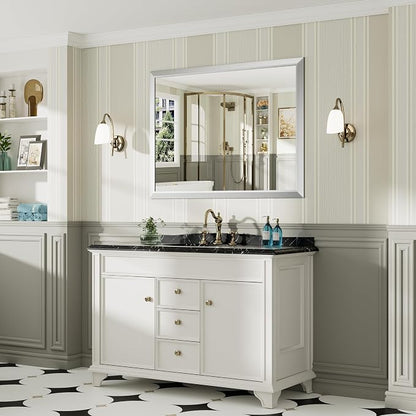 48x36 Inch Brushed Silver Bathroom Mirror - Image 4