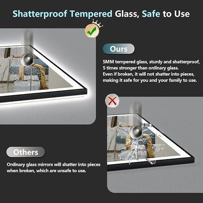 24x36 Black Framed LED Bathroom Mirror - Image 8