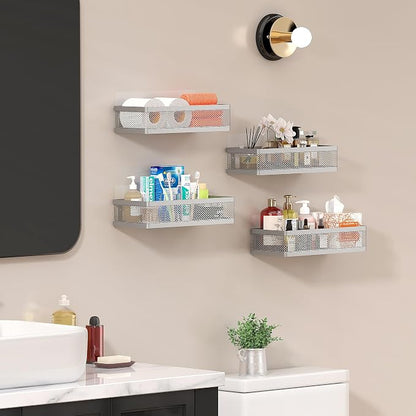 PUSDON Mesh Shower Caddy Wall Mount, Heavy Duty Adhesive Bathroom Shelf - Image 8