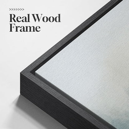 Large Framed Abstract Landscape Wall Art, 3 Piece Blue Watercolor Canvas Prints - Image 5