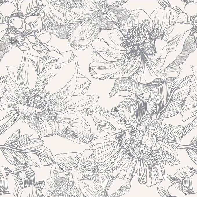 Ismoon Vintage Floral Wallpaper Peel and Stick Beige and Gray Contact Paper by Ismoon