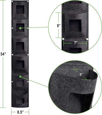6 Pocket Vertical Grow Bag, Hanging Wall Garden Planter, Indoor Outdoor - Image 4