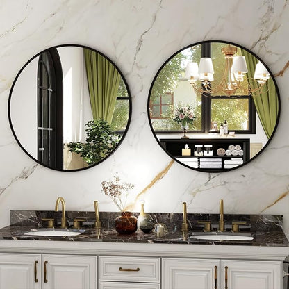 HARRITPURE Round Mirror 24 Black Wall Mounted Circle Mirrors Vanity Mirror - Image 8