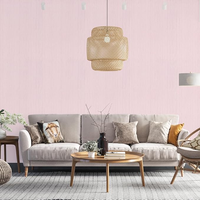 Pink Grasscloth Peel and Stick Wallpaper A Set of 23.6" X 480" Self-Adhesive - Image 5