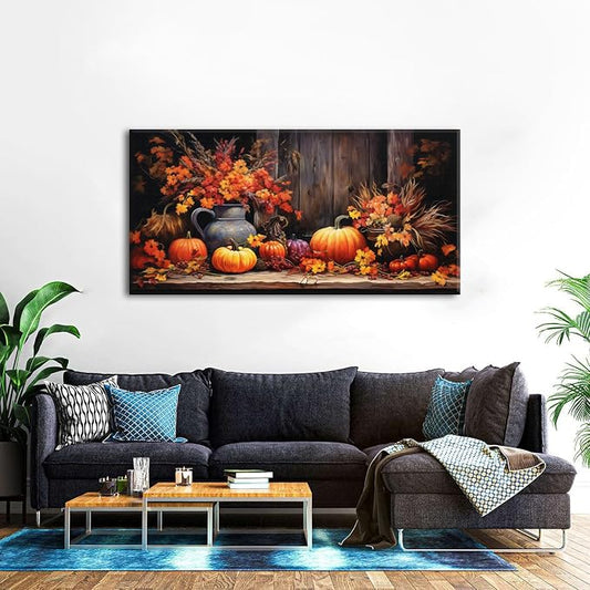 AIYISU Rustic Pumpkin Canvas Wall Art Farmhouse Dining Room Pictures Kitchen - Image 2