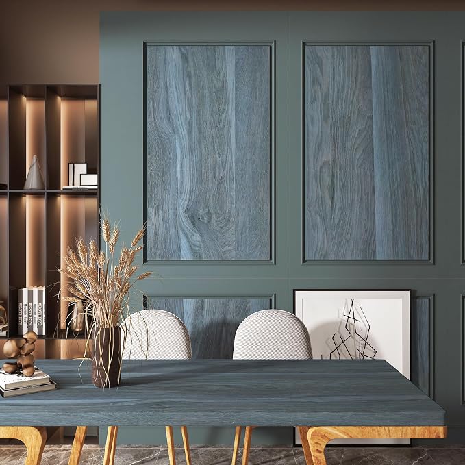 BOMENG Blue Wood Grain Wallpaper Peel and Stick Peacock Contact Paper - Image 3