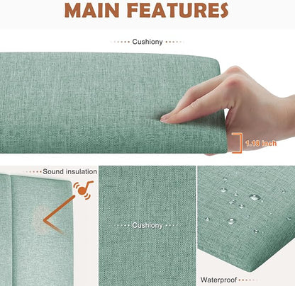 IFNOW Upholstered Wall Mounted Headboard, 3D Soundproof Wall Panels Peel and - Image 2