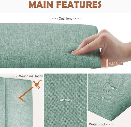 IFNOW Upholstered Wall Mounted Headboard, 3D Soundproof Wall Panels Peel and - Image 2