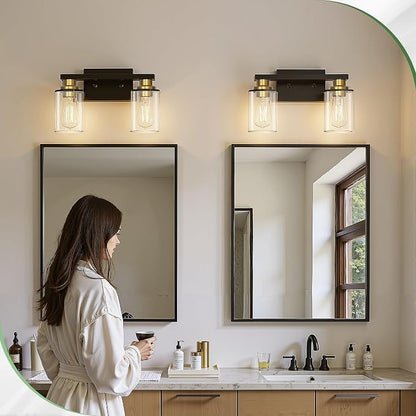 DORESshop Bathroom Light Fixtures, 2-Light Black and Gold Bathroom Lights Over - Image 6