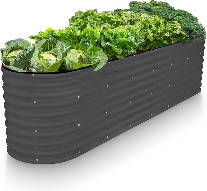 Galvanized Raised Garden Beds Outdoor // 8×2×2 ft Planter Raised Beds for Gardening, Vegetables, Flowers (Gray) // Large Metal Garden Box // Patented Tool-Free Design