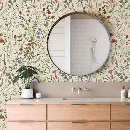 JiffDiff Floral Wallpaper Peel and Stick- 1181" x 17.3" Farm Floral Wall Paper - Image 6