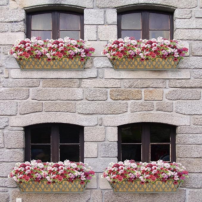 Window Boxes Planters: 2 Pack 30 Inch Railing Planter Box with Adjustable Brackets for Porch Fence Patio Balcony Hanging Flower Baskets with Coco Liners for Outdoor Garden Decor - Grey
