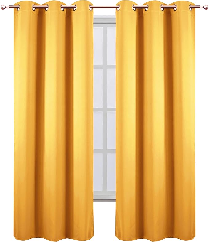 LEMOMO Yellow Blackout Curtains 34 x 84 Inches Long/Set of 2 Curtain - Image 2