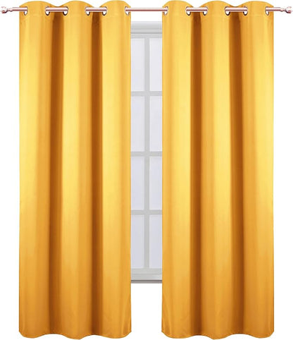 LEMOMO Yellow Thermal Blackout Curtains/42 x 84 Inch/Set of 2 Panels Room - Image 2