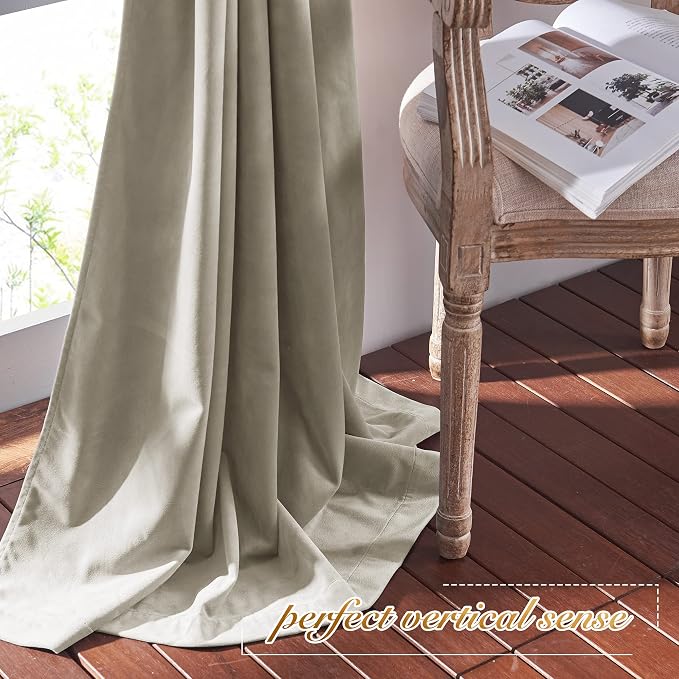 NICETOWN Living Room Camel Velvet Curtains, Sound and Sunlight Reducing Heavy - Image 7
