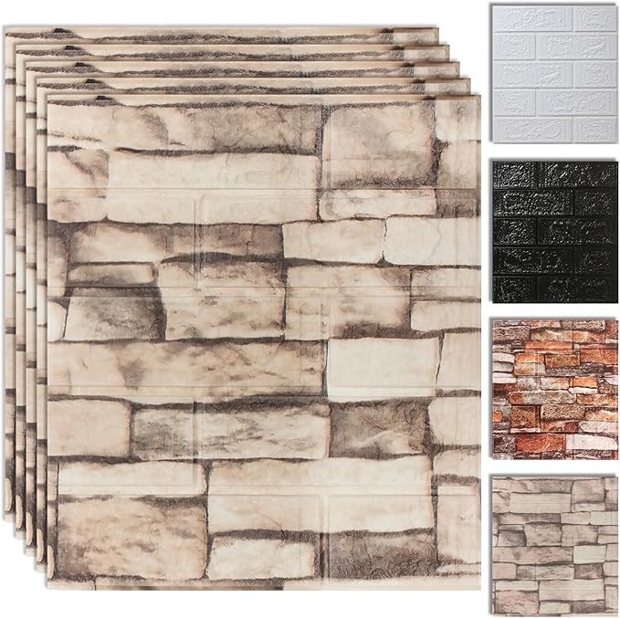 20PCS 3D Wall Panels Peel and Stick Foam, Self-Adhesive Decorative 3D Brick by SYYKDEF