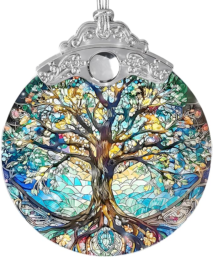 Tree of Life Stained Glass Suncatcher - Holidays & Christmas Tree Ornament, Decor & Gifts