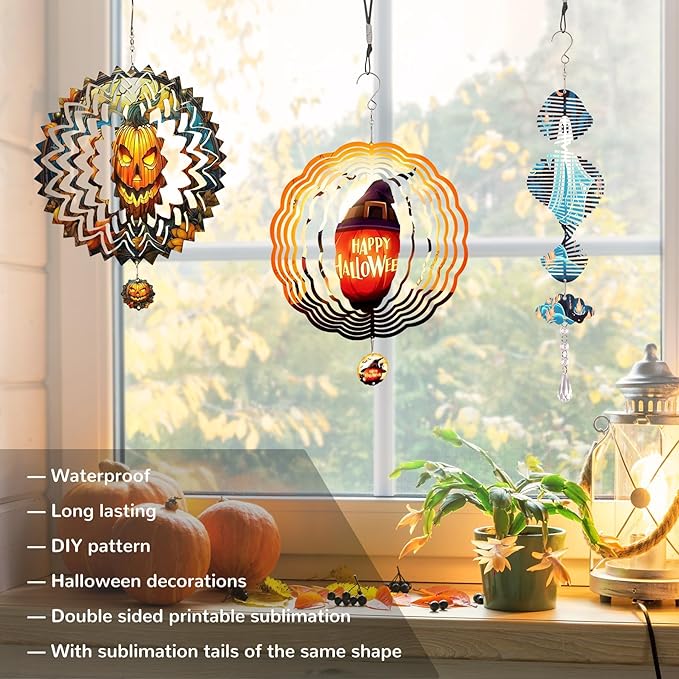 10 Pack Sublimation Wind Spinner Blanks, 10 Inch Sublimation Wind Spinners, 3D Aluminum Metal Hanging Wind Spinner Bulk for Garden Yard Outdoor, Window Porch Decoration for Heat Press Transfer DIY