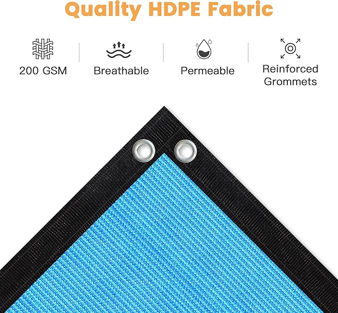 VICLLAX Shade Fabric Sun Shade Cloth with Every 2 FT Grommets for Patio Garden Pergola Cover Canopy 14x19 FT, Mixed Turquoise
