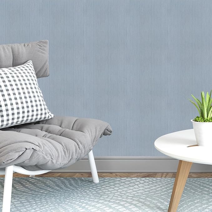 Blue Grasscloth Peel and Stick Wallpaper Texture Contact Paper A Set of 15.7" X - Image 3