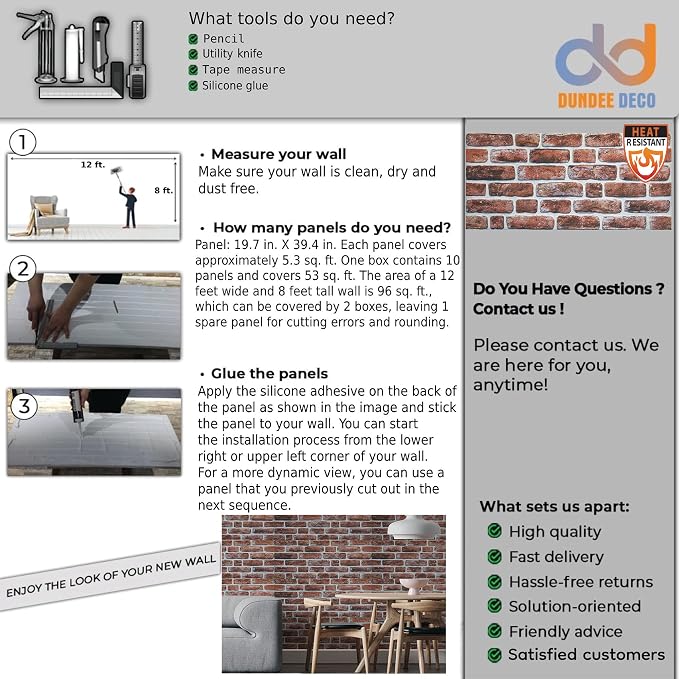 Dundee Deco 3D Wall Panels Faux Brick - Image 3