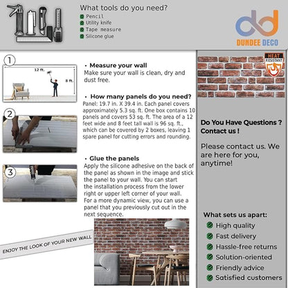 Dundee Deco 3D Wall Panels Faux Brick - Image 3