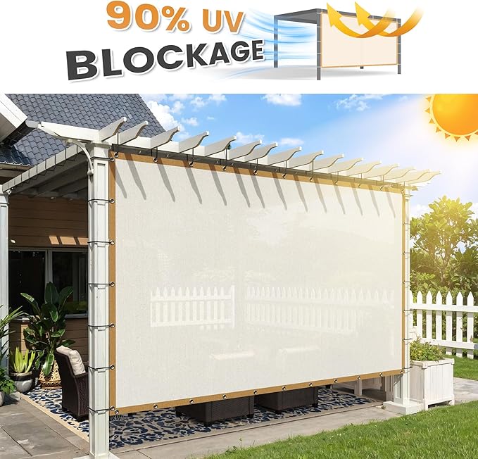 VICLLAX Shade Fabric Sun Shade Cloth with Every 2 FT Grommets for Patio Garden Pergola Cover Canopy 7x23 FT, Cream