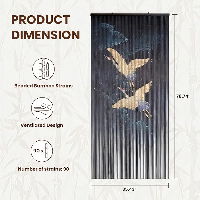 Vietbud Décor Flying Cranes at Night Beaded Curtains - Image 2
