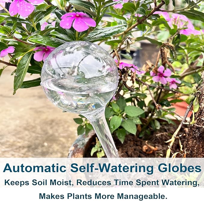MOONSOUND Plant Automatic Watering Devices, Clear Plastic Self-Watering Bulbs Flower Automatic Watering Device While Away Garden Waterer for Plant Indoor Outdoor