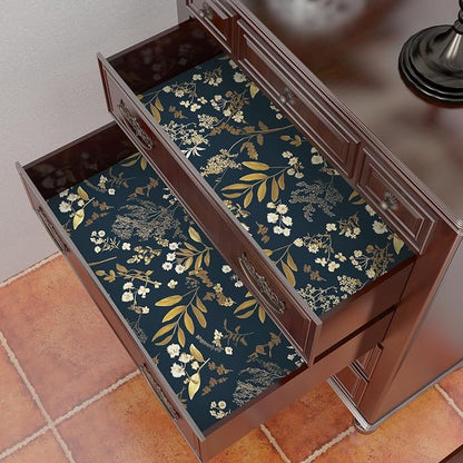 Laatse Dark Blue Leaf Wallpaper Peel and Stick Dark Floral Wallpaper - Image 7