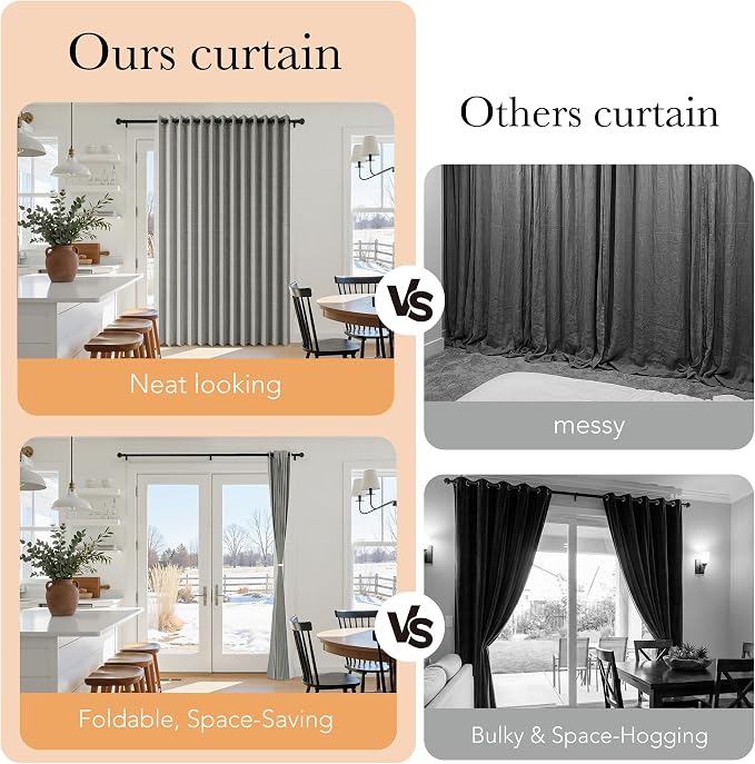 RYB HOME Accordion Style Room Divider Curtain-100% Blackout Folding Accordion - Image 7