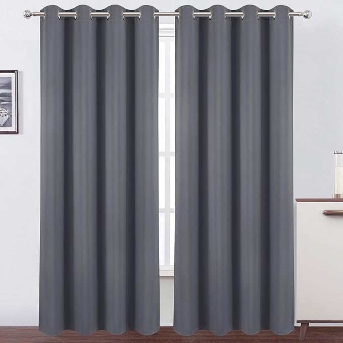 LEMOMO Grey Thermal Blackout Curtains/52 x 108 Inch/Set of 2 Panels Room by Lemomo