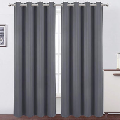 LEMOMO Blackout Curtains 52 x 84 Inch Long Grey Curtains Set of 2 Panels by Lemomo