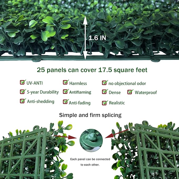 ODTORY Artificial Grass Wall Panel Backdrop, 10 X 10 in 25P UV-Anti Greenery - Image 3