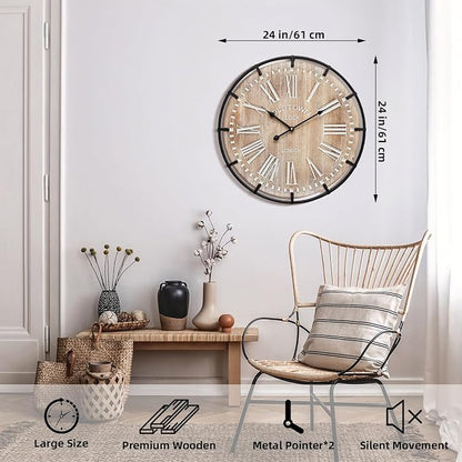 24 Inch Large Farmhouse Wall Clock - Image 2