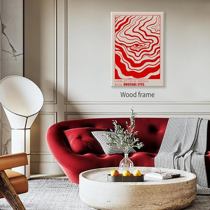Medpol Retro Red Abstract Eye Canvas Print Wall Art 16x24 inch Framed Vintage - Image 3