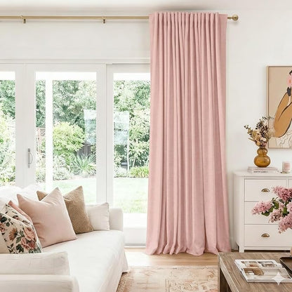 100% Blackout Shield Linen Blackout Sliding Door Curtains - Image 5