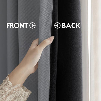 FMFUNCTEX 100% Dark Grey Blackout Patio Sliding Glass Door Curtains 84 inch - Image 7