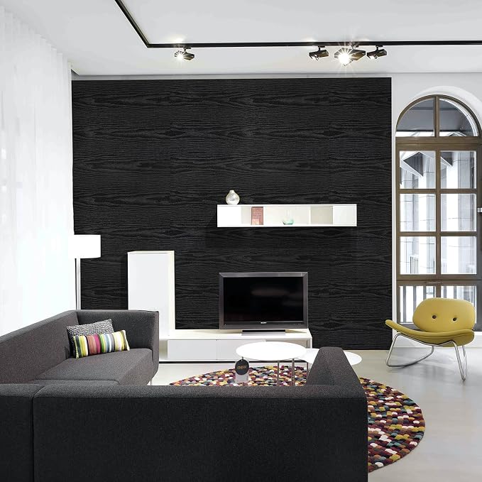 Peel and Stick Wallpaper Black Wood Wall Paper - Image 4