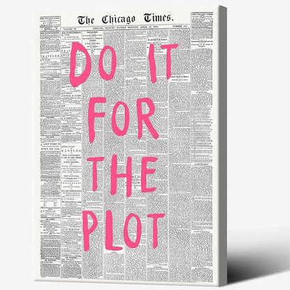 Liyark Retro Black And White Chicago Newspaper Poster Pink Trendy Preppy by Liyark