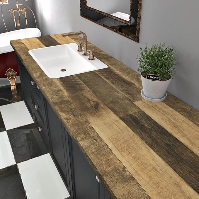 WESTICK Wood Peel and Stick Wallpaper Rustic Butcher Block Contact Paper - Image 3