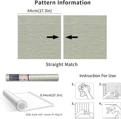 Simon&Siff Textured Grasscloth Peel and Stick Wallpaper 17.7"x394" Neutral Faux - Image 8