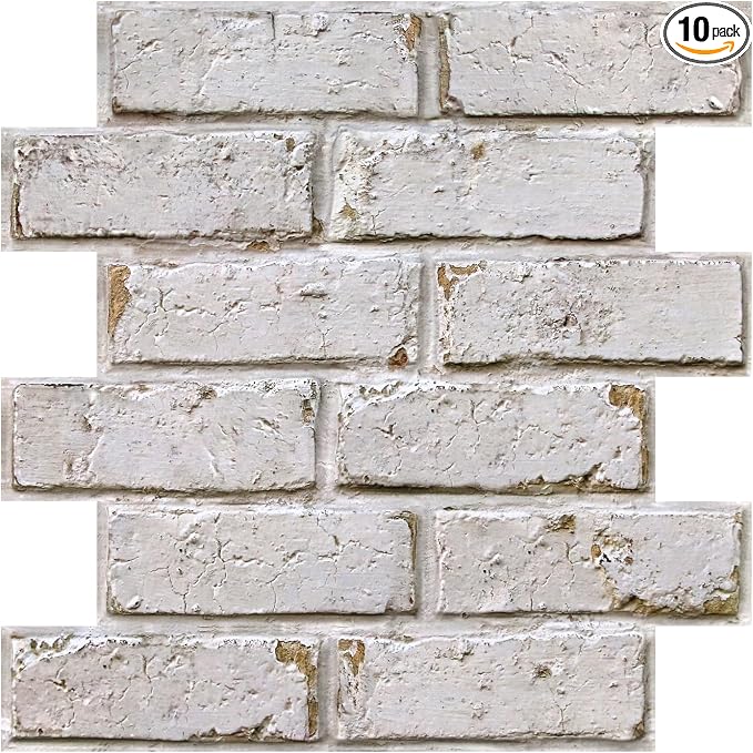 COMSTICKC 3D Faux Brick Wall Panels Peel and Stick, Small Size Self Adhesive by COMSTICKCDECOR