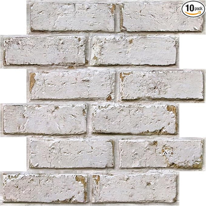 COMSTICKC 3D Faux Brick Wall Panels Peel and Stick, Small Size Self Adhesive by COMSTICKCDECOR