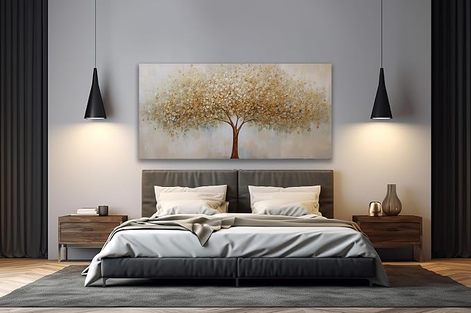 VHMING Abstract Wall Art Gold Tree of Life Artwork Canvas Painting Textured - Image 4